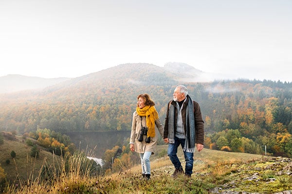 Couple walking in a national park.