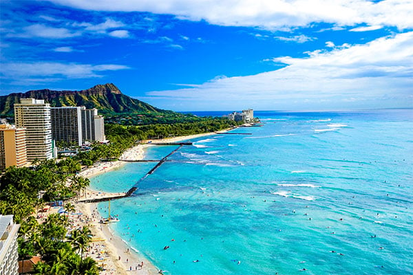 Aerial View of beach in Honolulu Hawaii